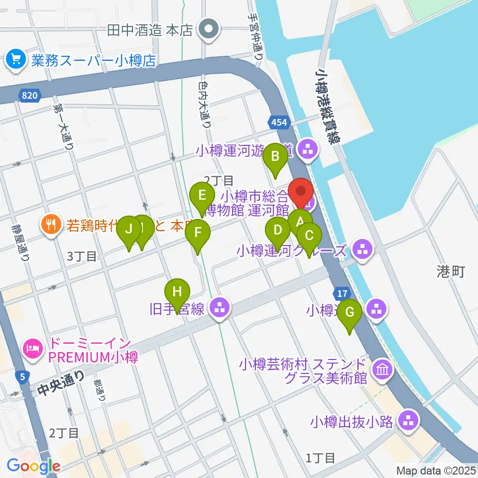 小樽市総合博物館 運河館周辺のカフェ一覧地図