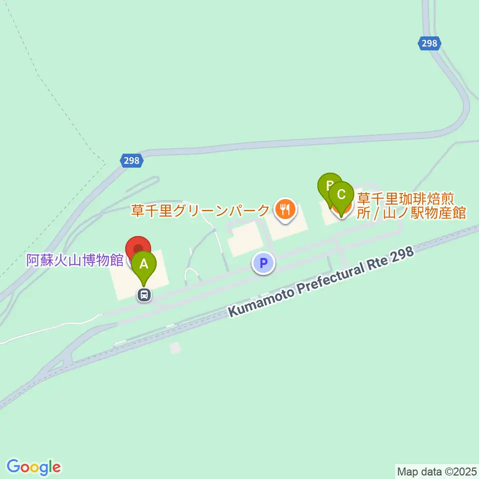 阿蘇火山博物館周辺のカフェ一覧地図