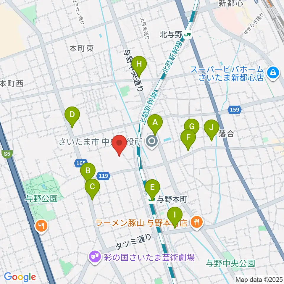 与野郷土資料館周辺のカフェ一覧地図