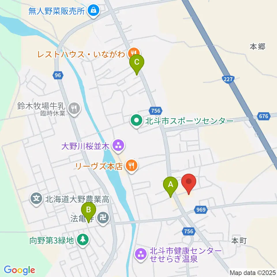 北斗市郷土資料館周辺のカフェ一覧地図