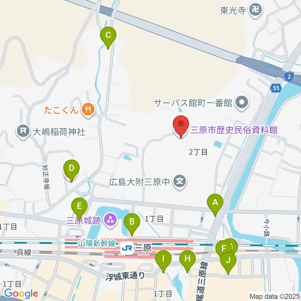 三原市歴史民俗資料館周辺のカフェ一覧地図