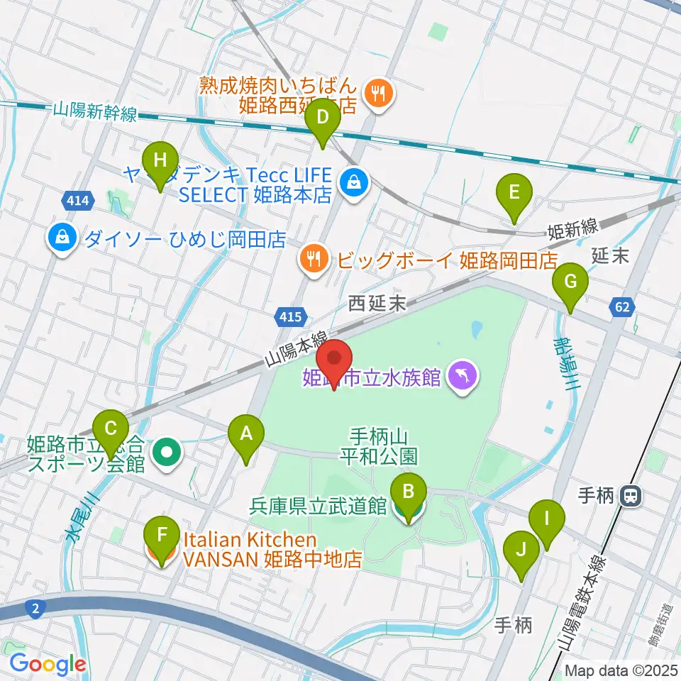大和工業アリーナ姫路周辺のカフェ一覧地図