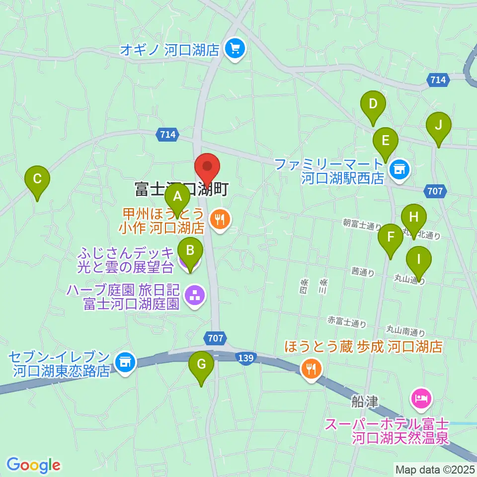河口湖キャメロット周辺のカフェ一覧地図