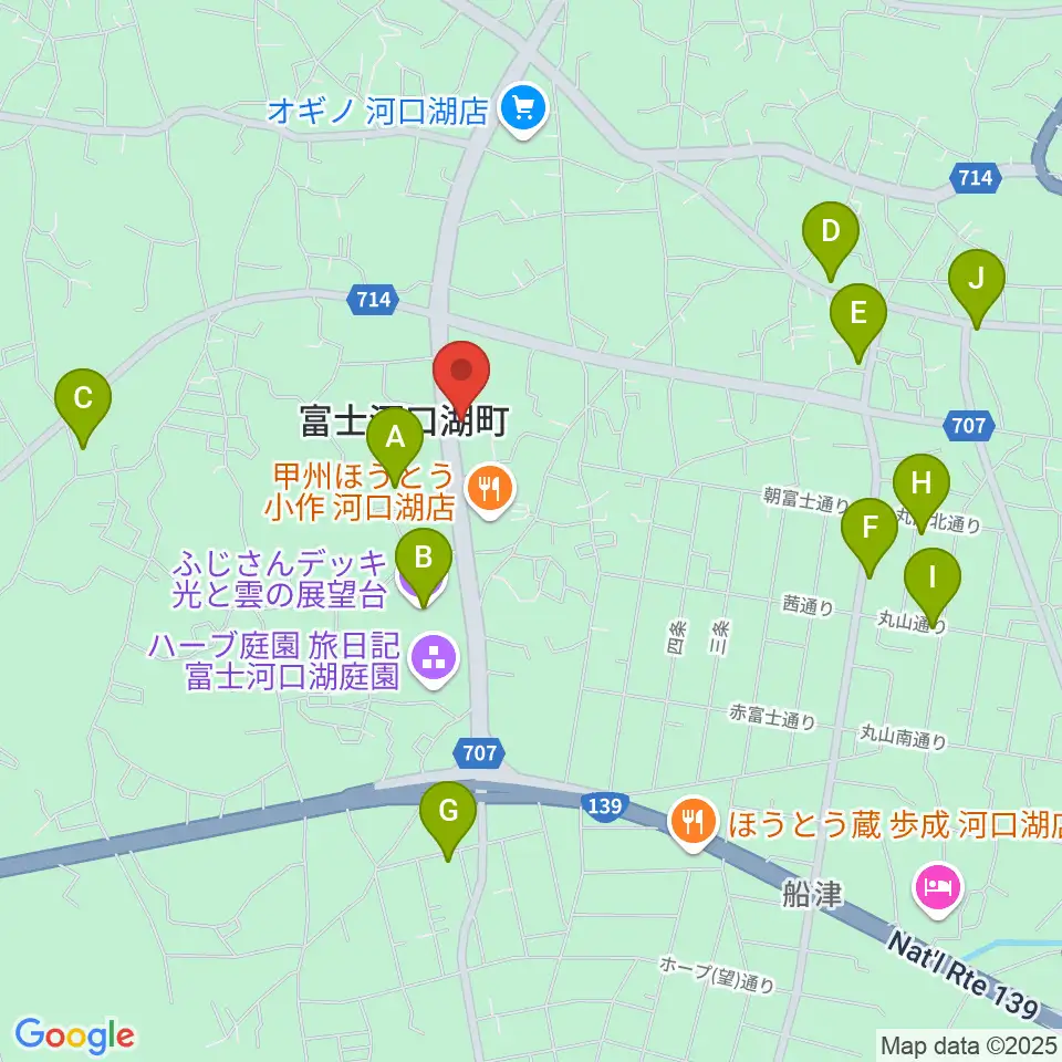 河口湖キャメロット周辺のカフェ一覧地図