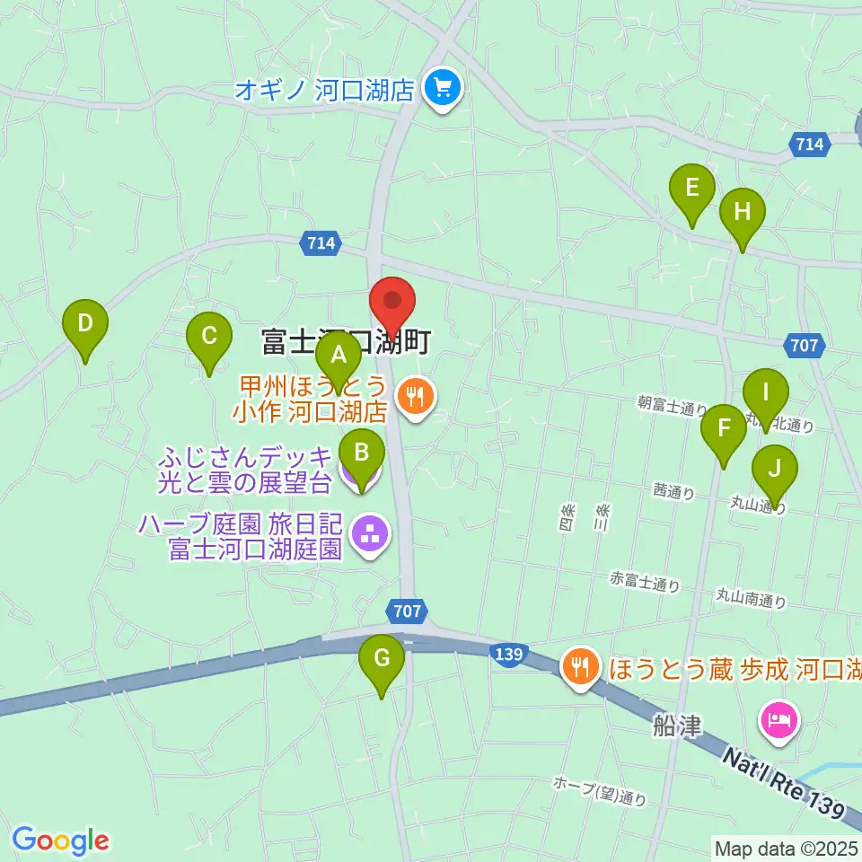 河口湖キャメロット周辺のカフェ一覧地図