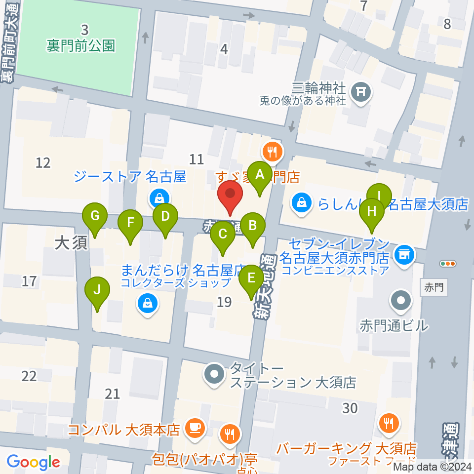 スタジオスピーク周辺のカフェ一覧地図