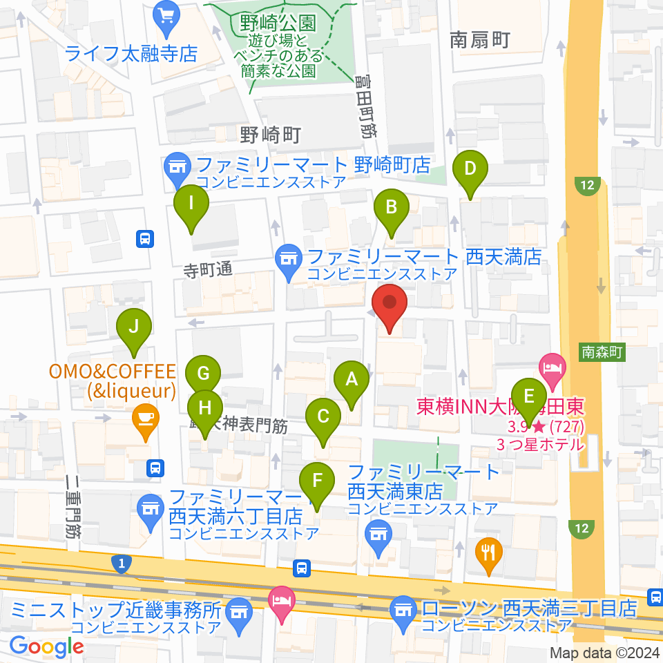 スタジオグルーヴ周辺のカフェ一覧地図