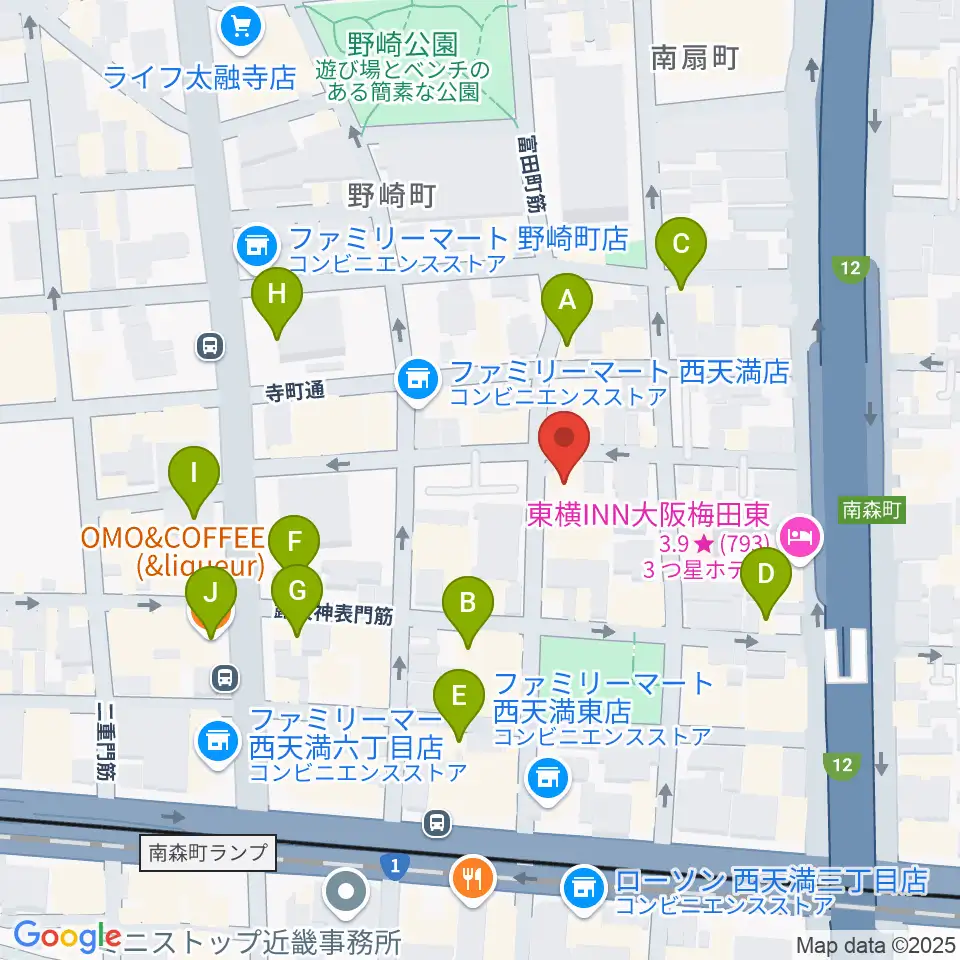 スタジオグルーヴ周辺のカフェ一覧地図