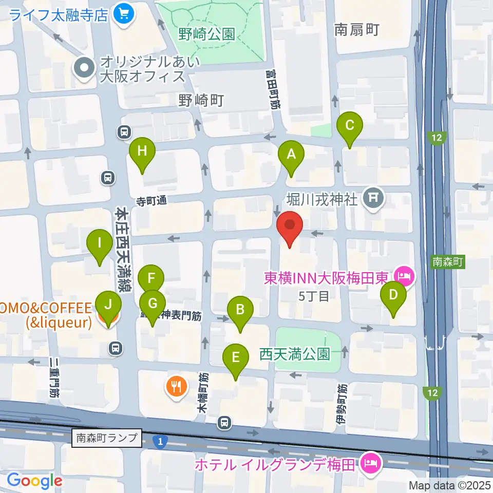 スタジオグルーヴ周辺のカフェ一覧地図