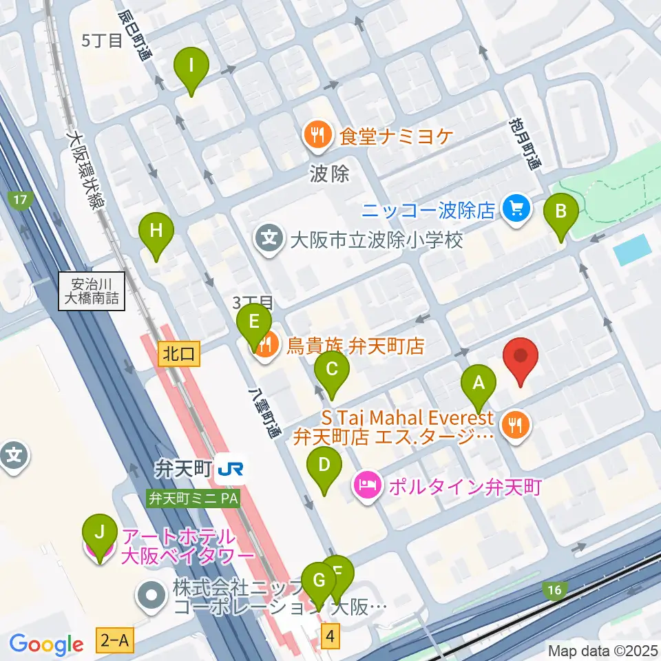 スタジオフリエ周辺のカフェ一覧地図