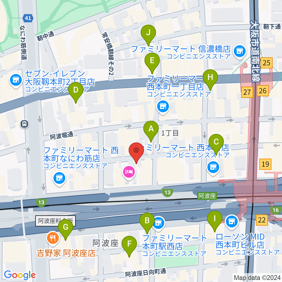 本町スタジオキューブ周辺のカフェ一覧地図