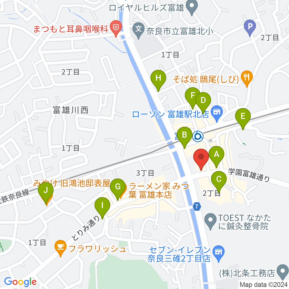 スタジオジュエル富雄店周辺のカフェ一覧地図