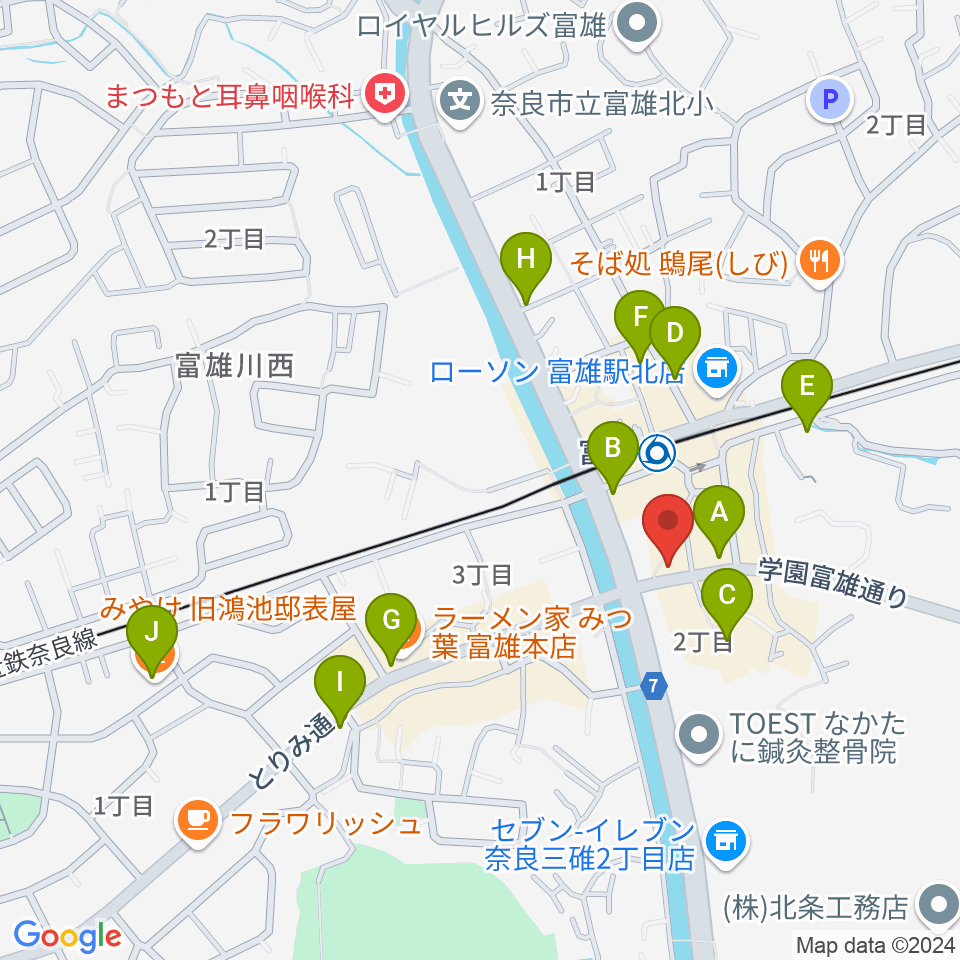 スタジオジュエル富雄店周辺のカフェ一覧地図