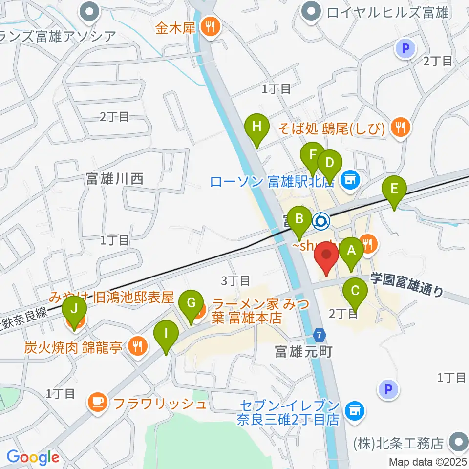 スタジオジュエル富雄店周辺のカフェ一覧地図