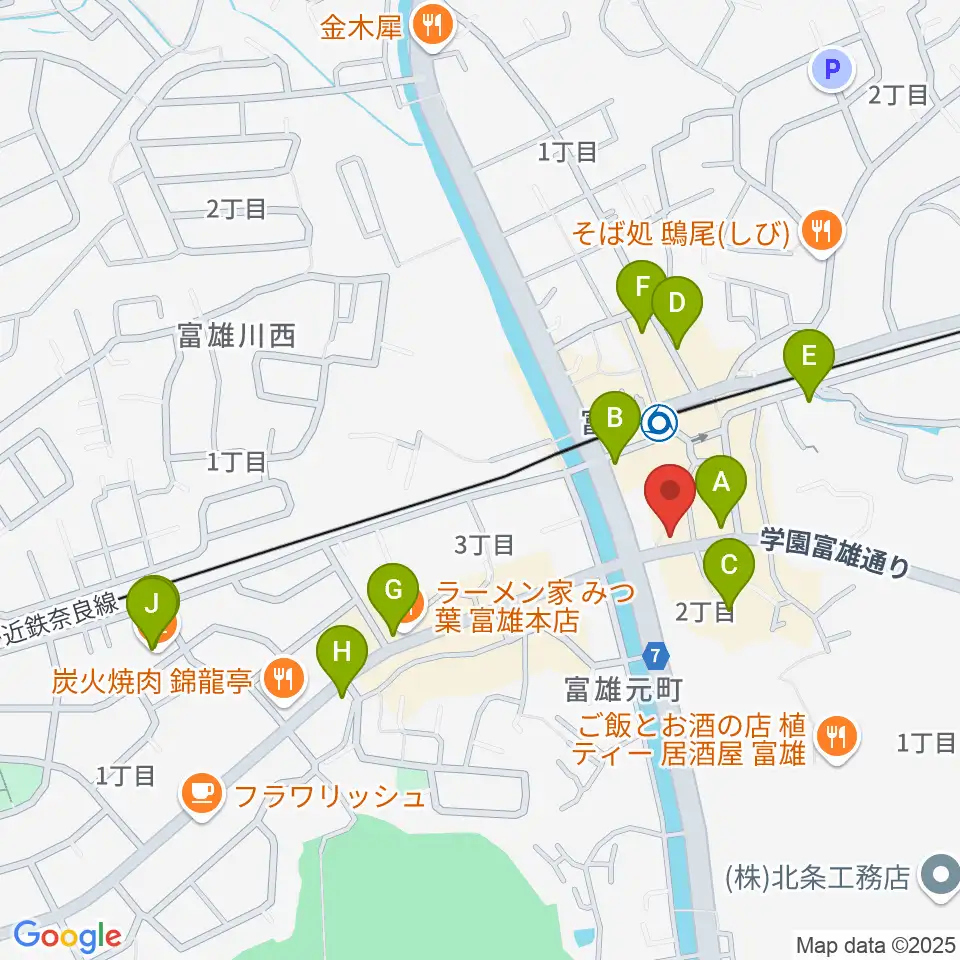 スタジオジュエル富雄店周辺のカフェ一覧地図