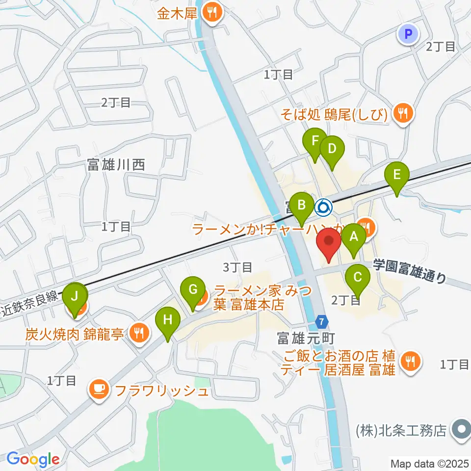 スタジオジュエル富雄店周辺のカフェ一覧地図