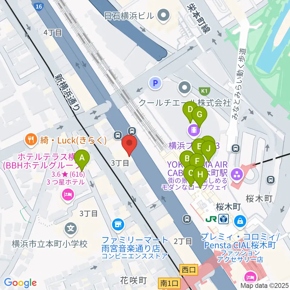 ヨコハマセーラスタジオ周辺のカフェ一覧地図