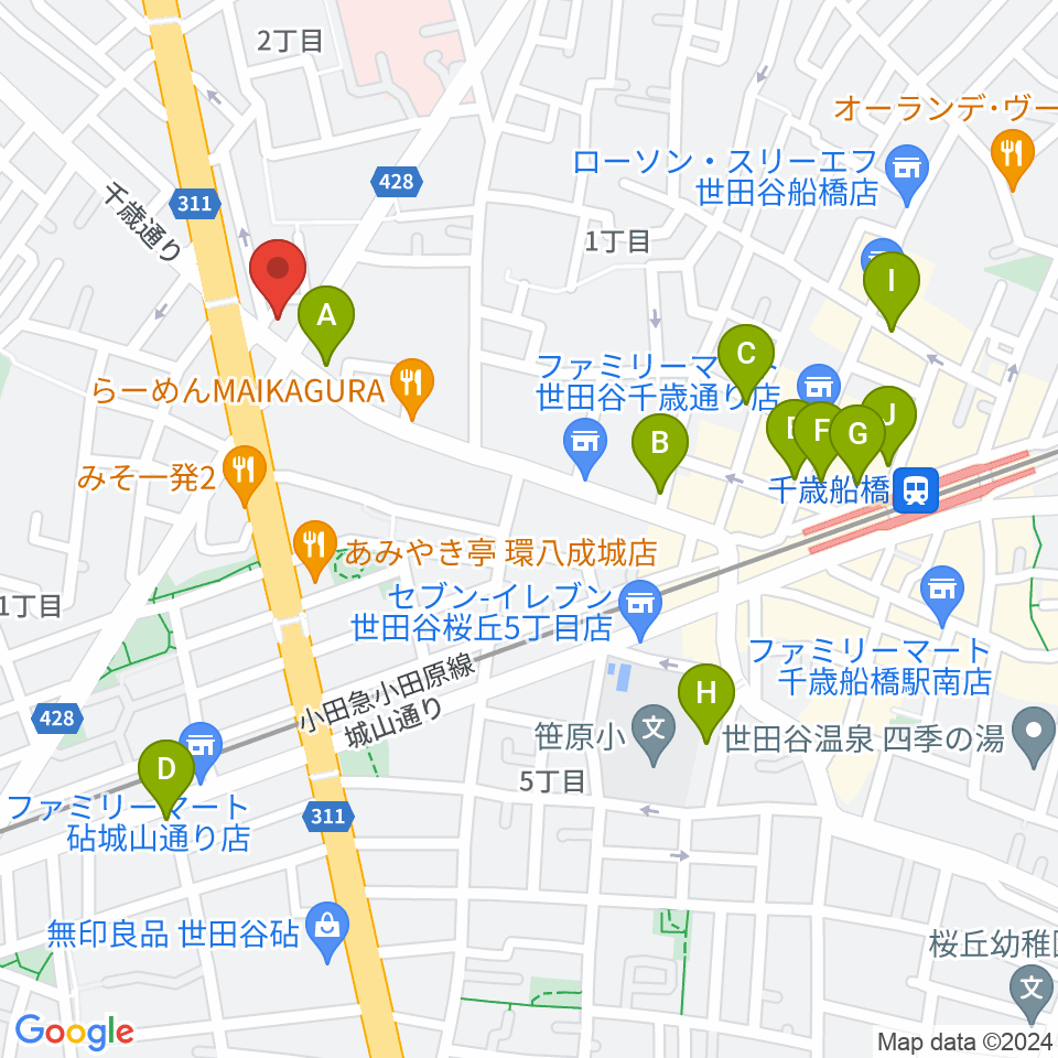 スターウッズ・レコーディングスタジオ周辺のカフェ一覧地図