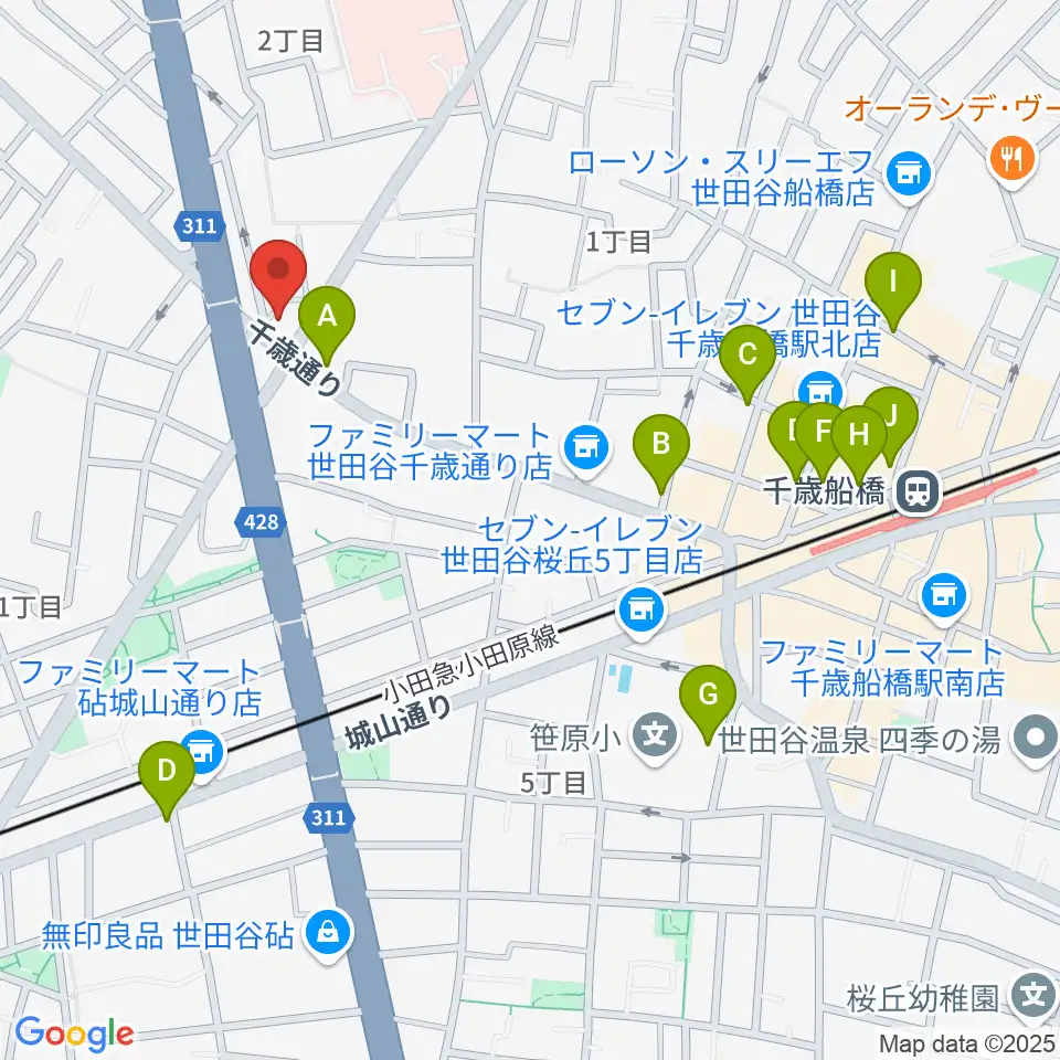 スターウッズ・レコーディングスタジオ周辺のカフェ一覧地図