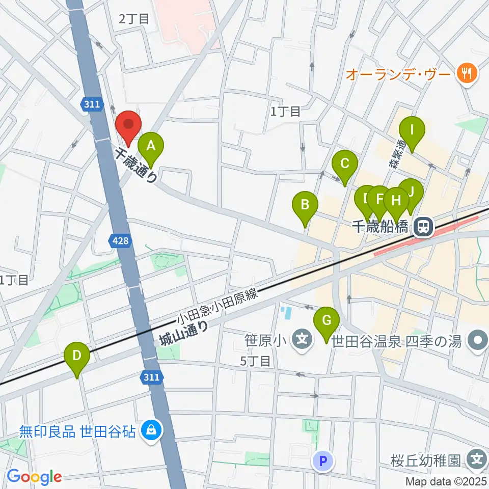 スターウッズ・レコーディングスタジオ周辺のカフェ一覧地図