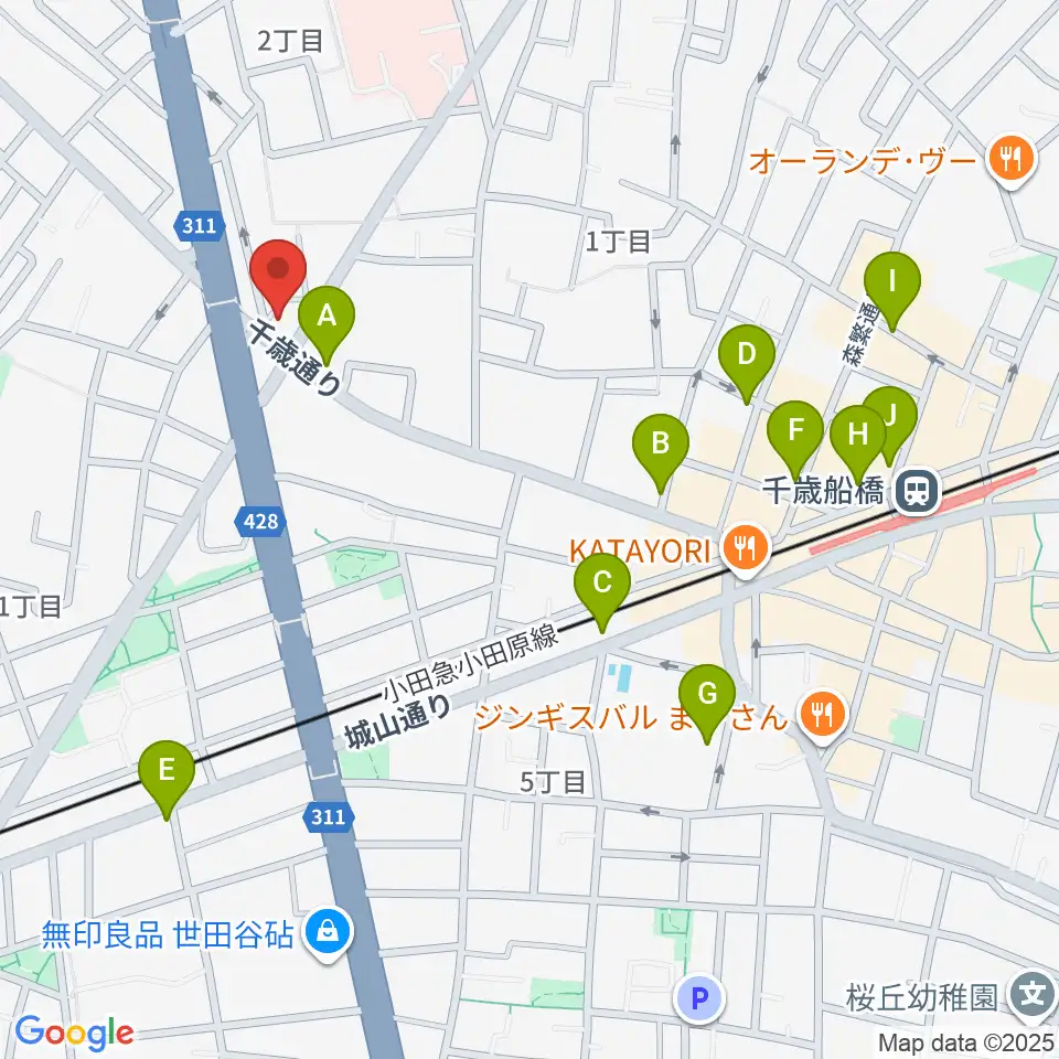 スターウッズ・レコーディングスタジオ周辺のカフェ一覧地図