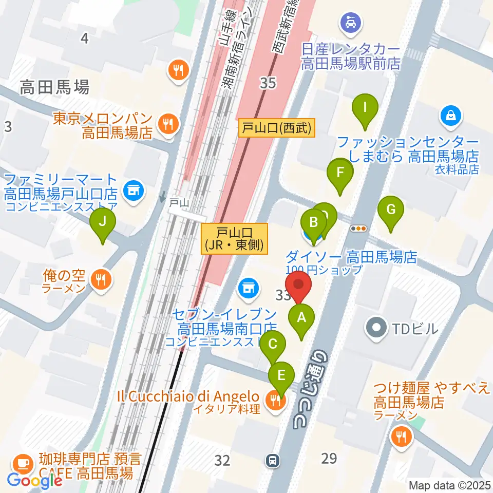 BASS ON TOP 高田馬場店周辺のカフェ一覧地図