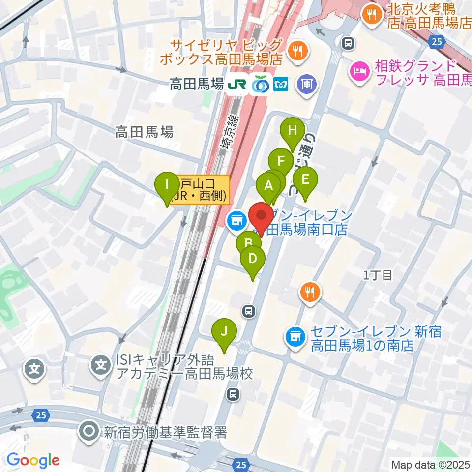 BASS ON TOP 高田馬場店周辺のカフェ一覧地図