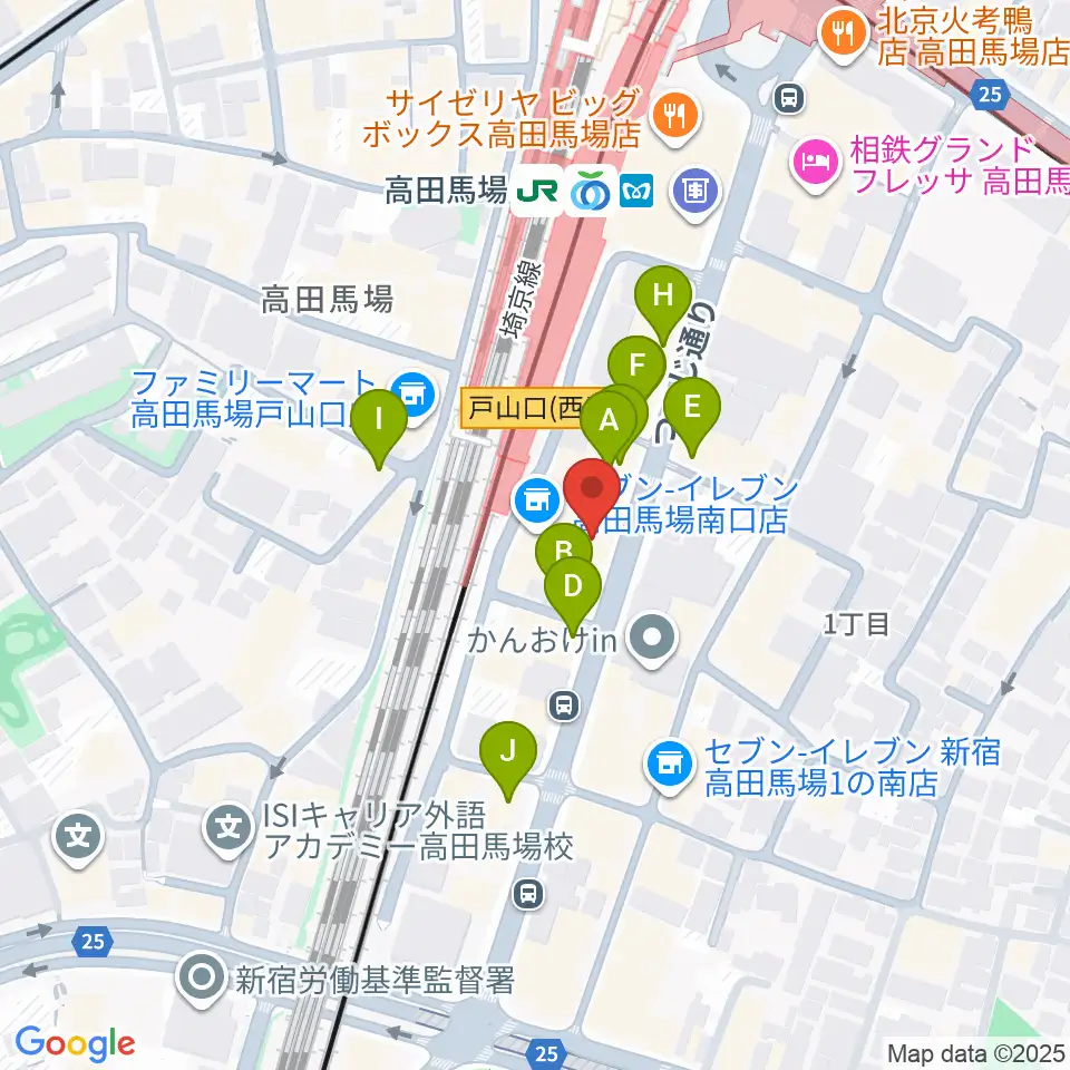BASS ON TOP 高田馬場店周辺のカフェ一覧地図