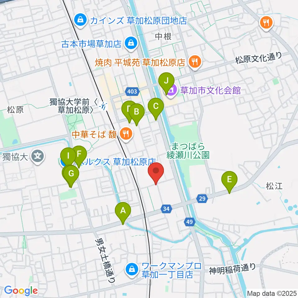 R-SPギター教室周辺のカフェ一覧地図