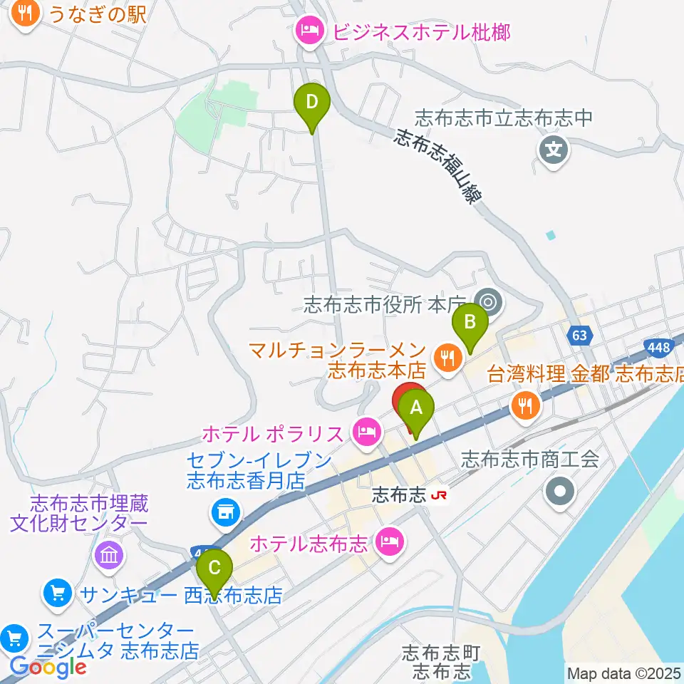 島津楽器 音楽教室周辺のカフェ一覧地図