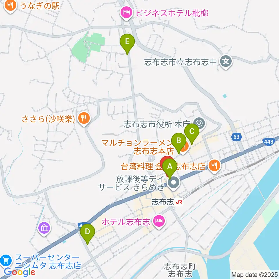 島津楽器 音楽教室周辺のカフェ一覧地図