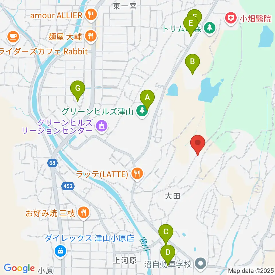 アムズ音楽教室周辺のカフェ一覧地図