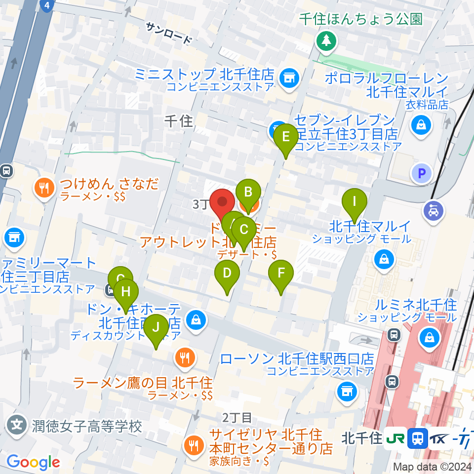 キャナリーギタースクール周辺のカフェ一覧地図