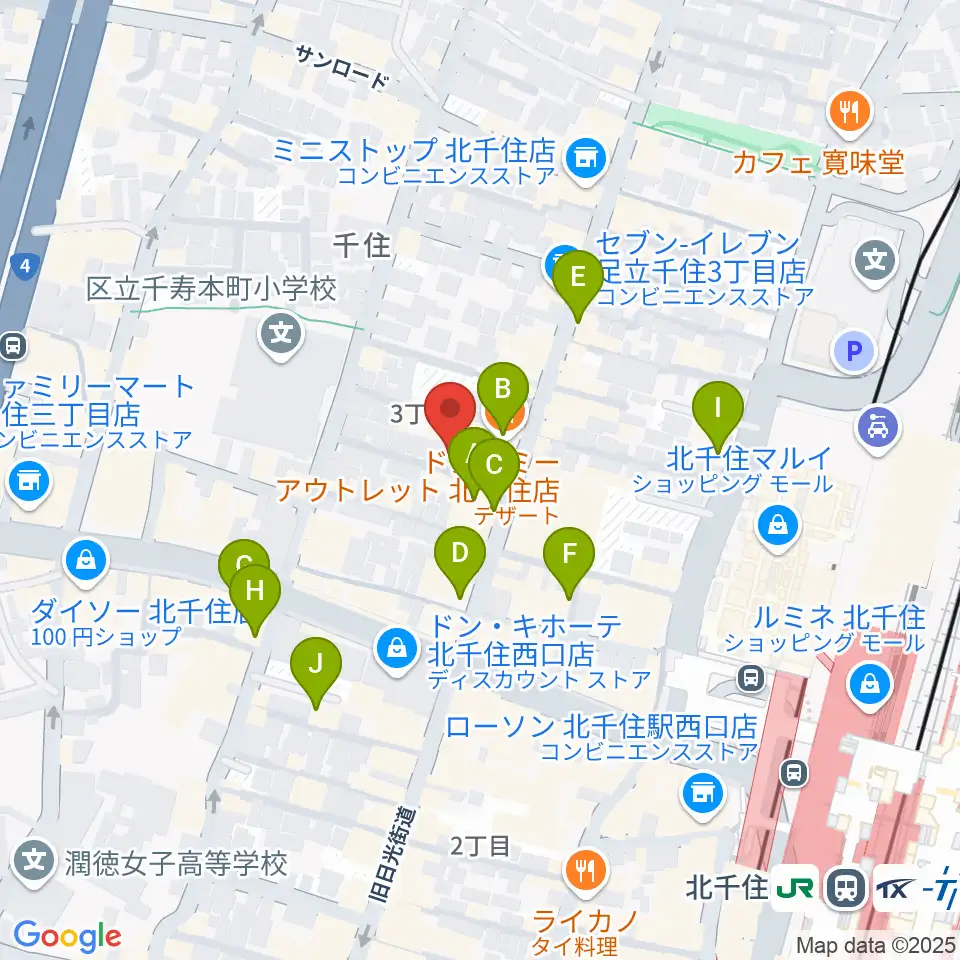 キャナリーギタースクール周辺のカフェ一覧地図