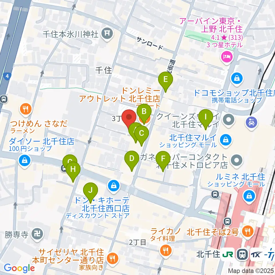 キャナリーギタースクール周辺のカフェ一覧地図