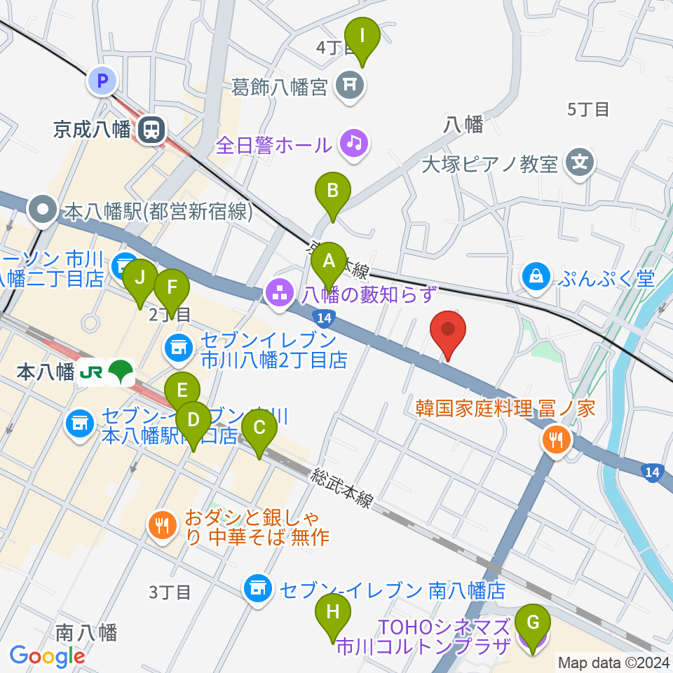 サウンドビュー音楽教室周辺のカフェ一覧地図