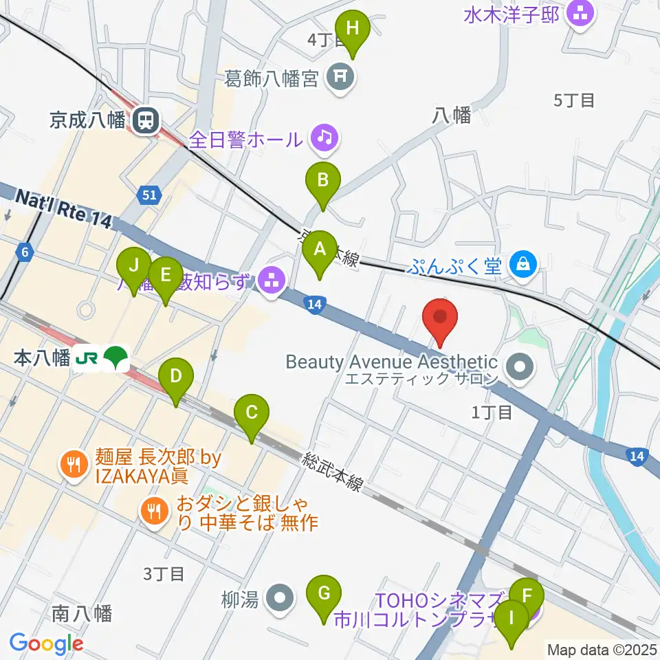 サウンドビュー音楽教室周辺のカフェ一覧地図