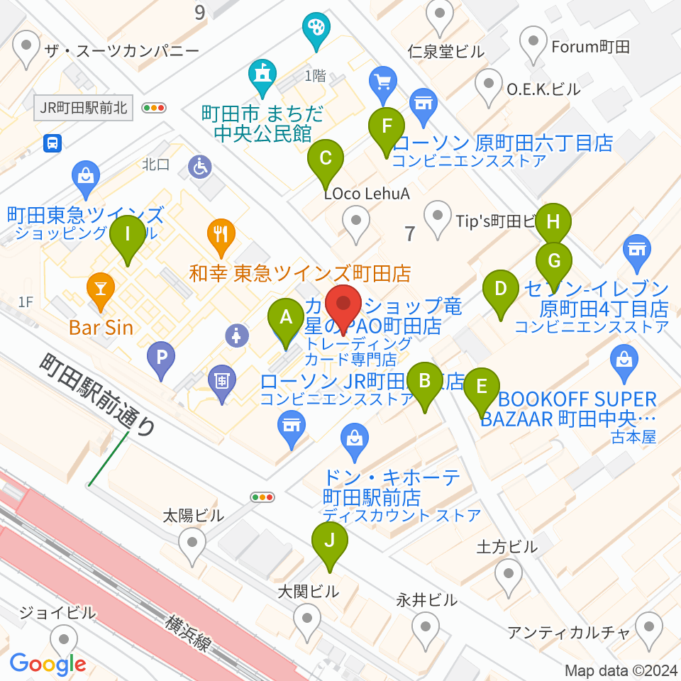 スガナミミュージックサロン町田周辺のカフェ一覧地図