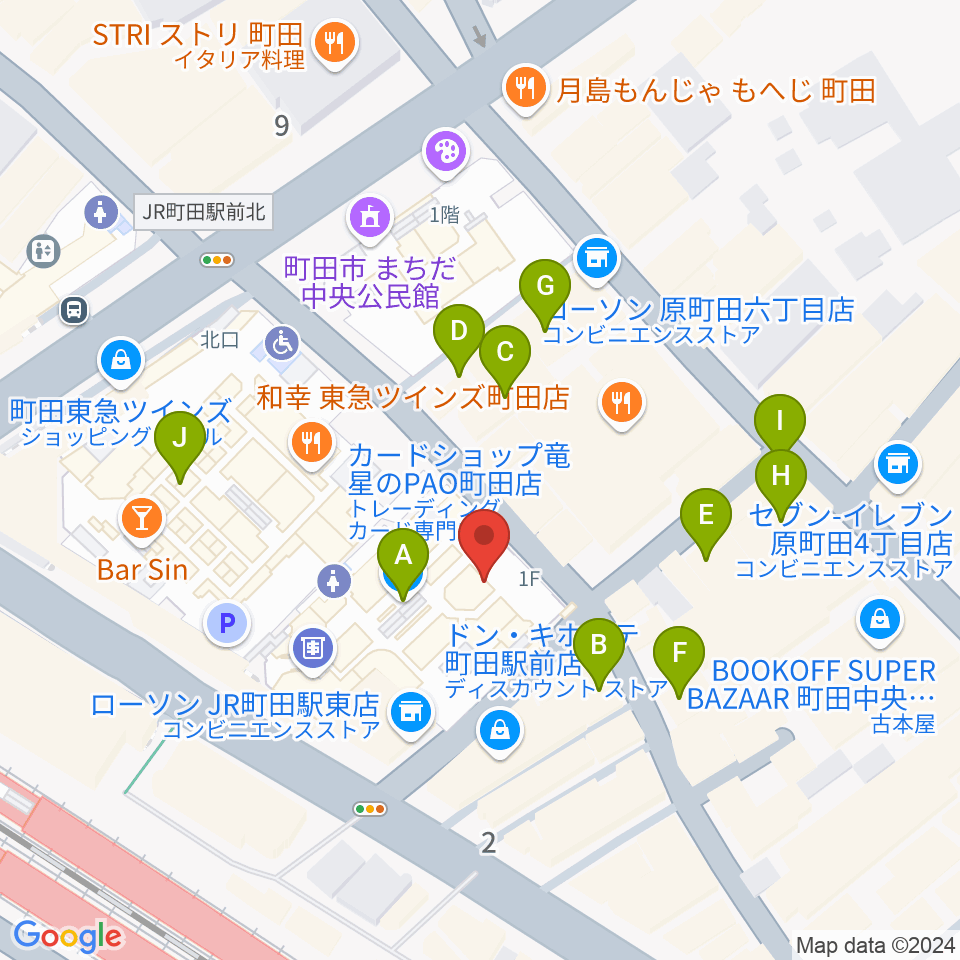 スガナミミュージックサロン町田周辺のカフェ一覧地図