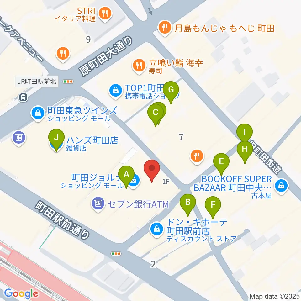 スガナミミュージックサロン町田周辺のカフェ一覧地図