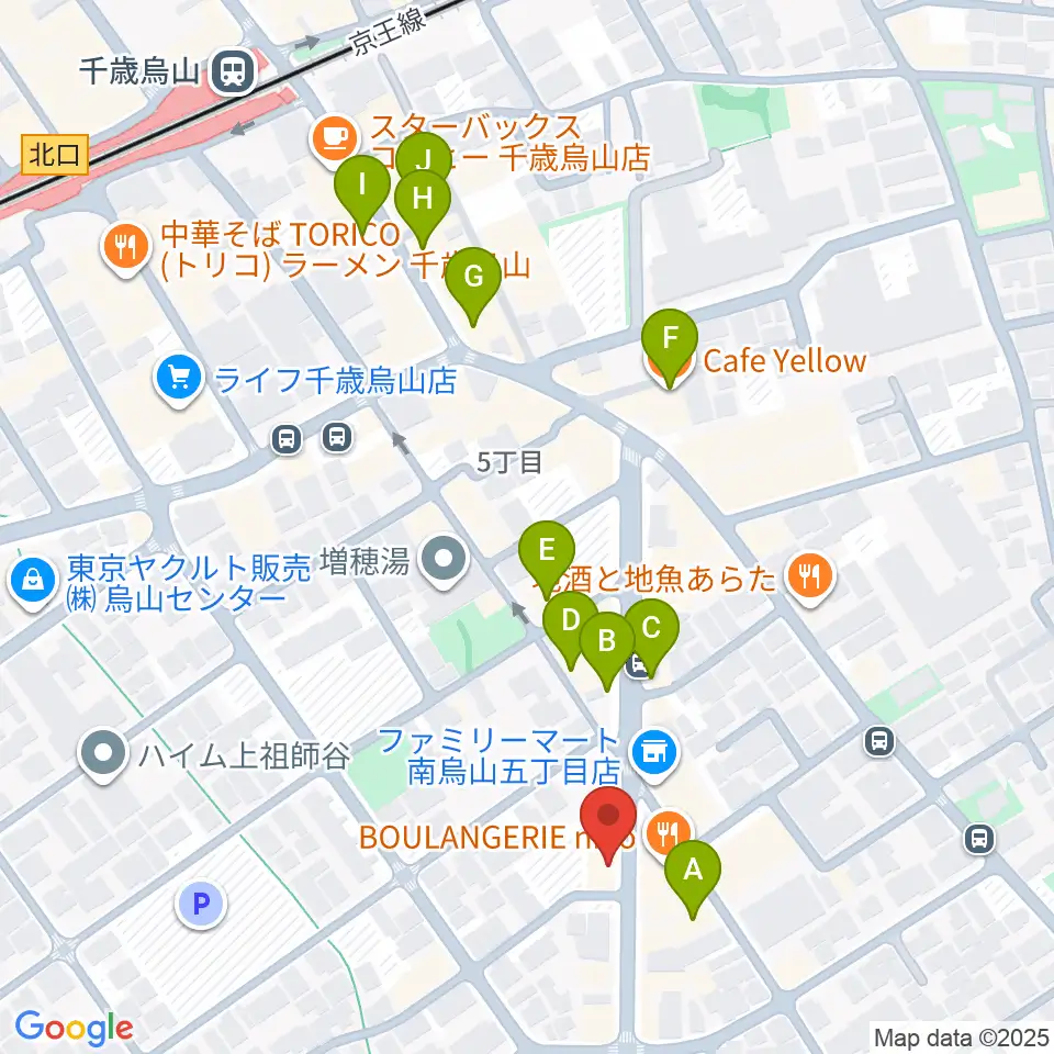 スガナミ楽器 烏山南口センター周辺のカフェ一覧地図