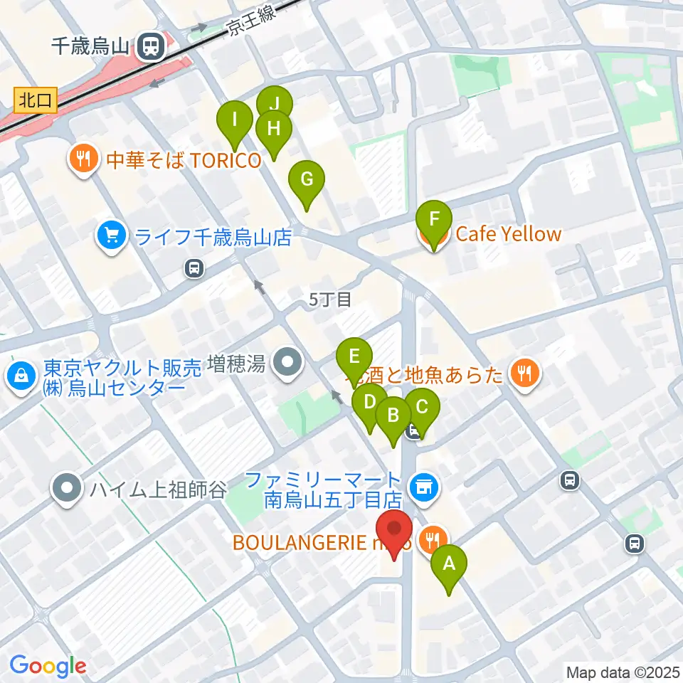 スガナミ楽器 烏山南口センター周辺のカフェ一覧地図