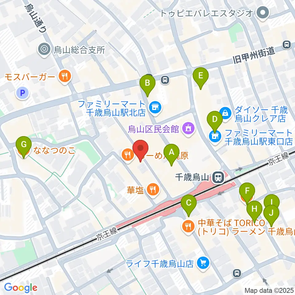 スガナミ楽器 烏山北口センター周辺のカフェ一覧地図