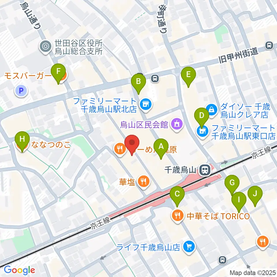 スガナミ楽器 烏山北口センター周辺のカフェ一覧地図