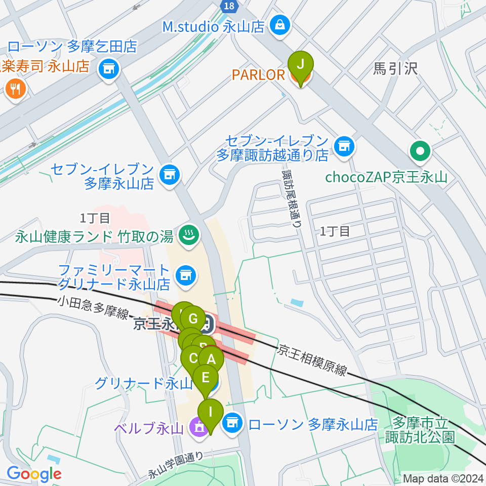 スガナミ楽器 永山センター周辺のカフェ一覧地図