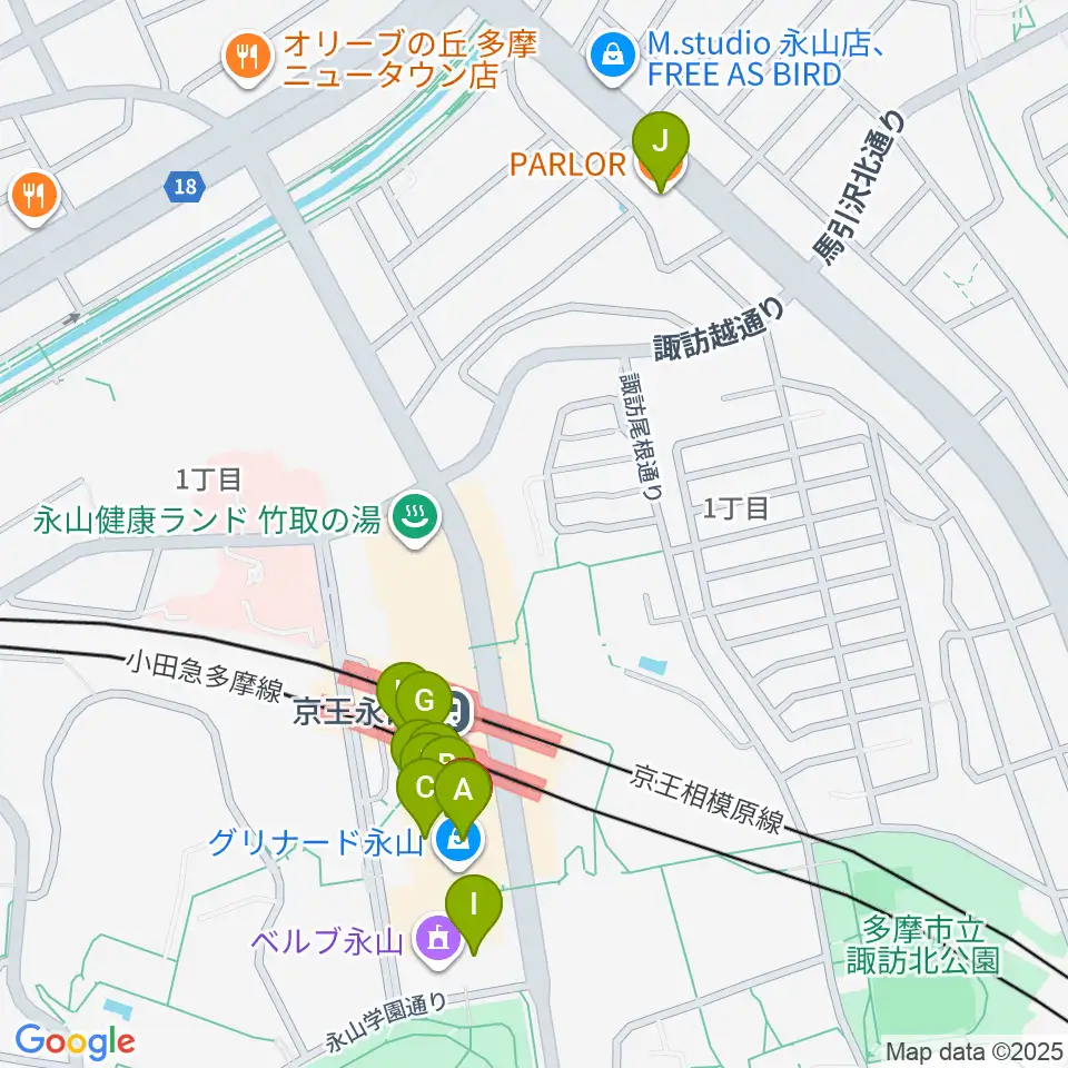 スガナミ楽器 永山センター周辺のカフェ一覧地図