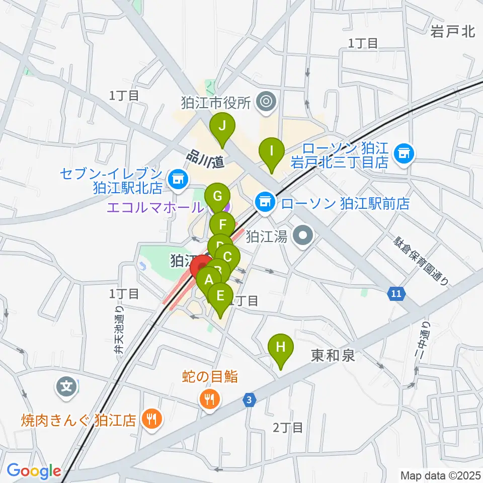 スガナミ楽器 狛江センター周辺のカフェ一覧地図