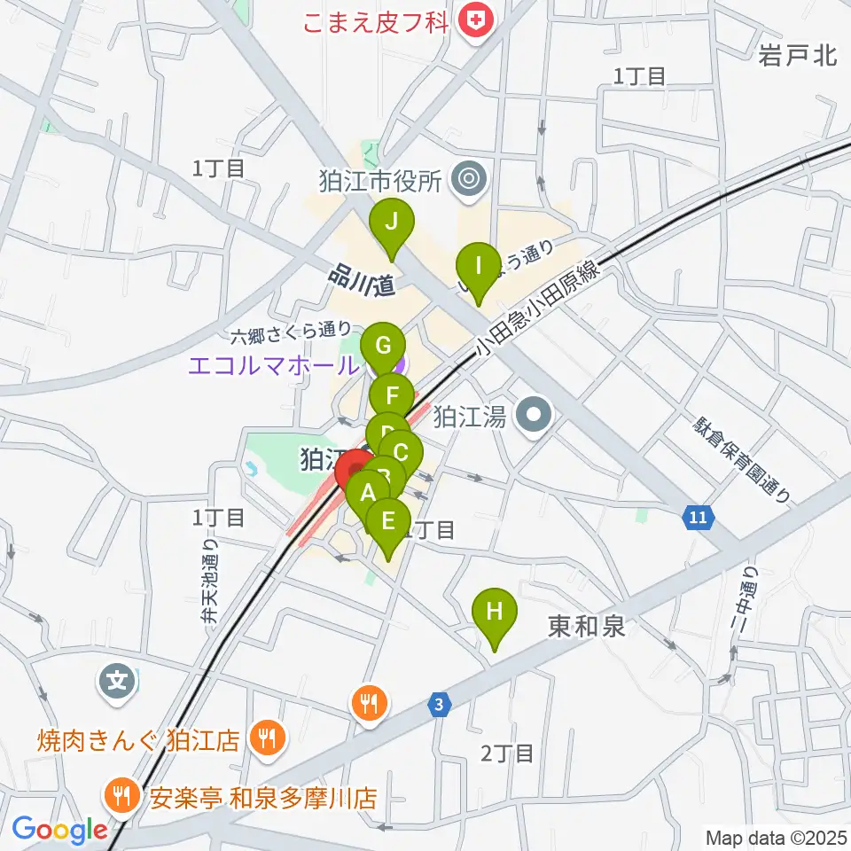 スガナミ楽器 狛江センター周辺のカフェ一覧地図