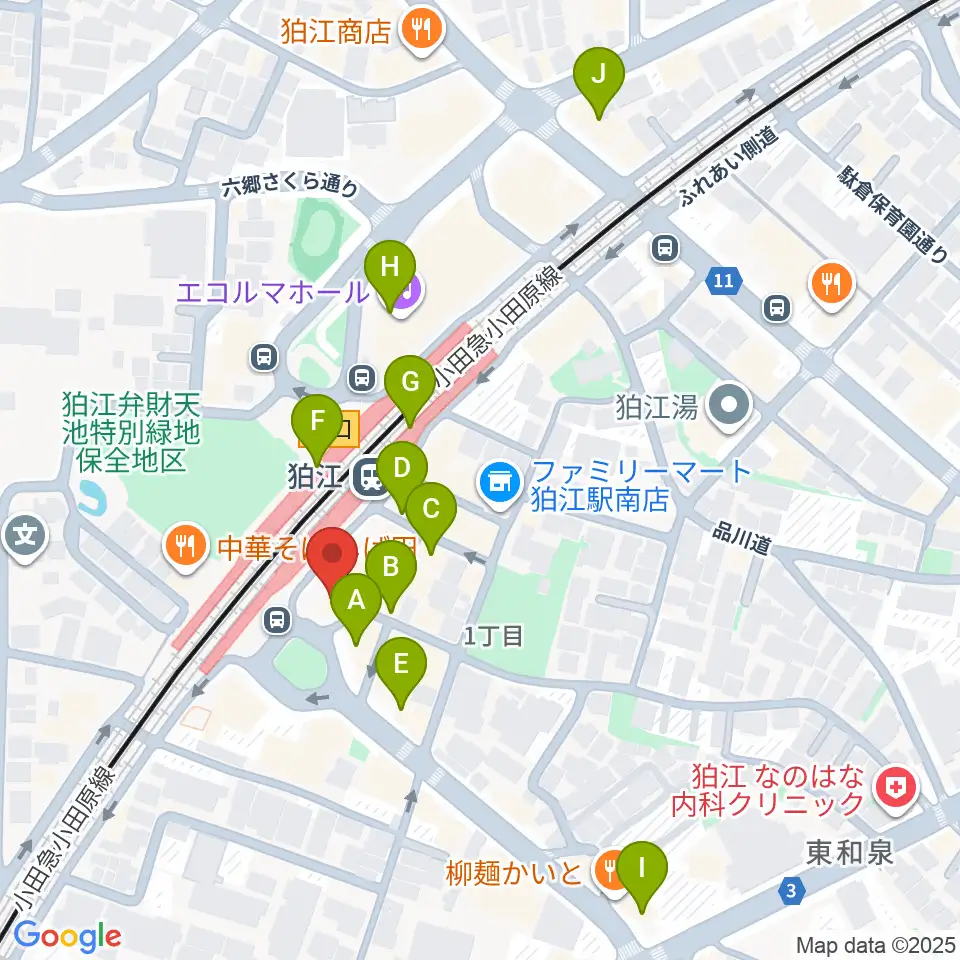 スガナミ楽器 狛江センター周辺のカフェ一覧地図