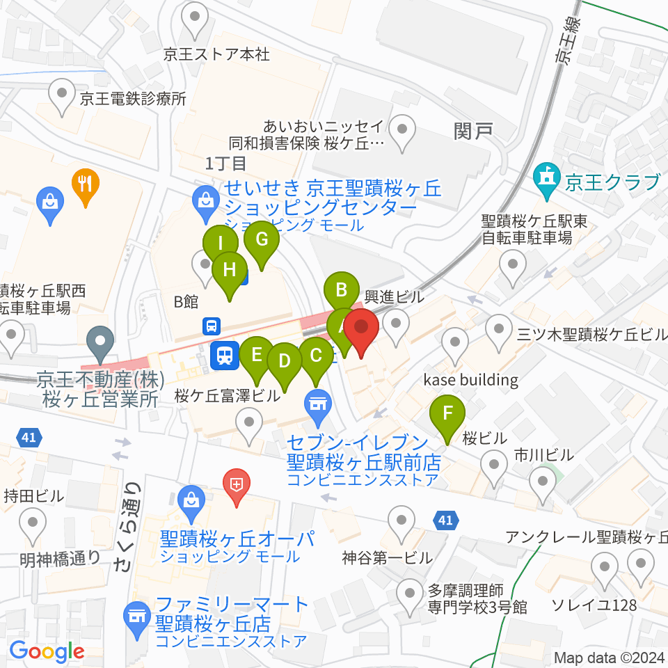 スガナミ楽器 桜ヶ丘センター周辺のカフェ一覧地図